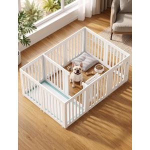 DELOMO Dog Playpen Indoor, 24" H 12 Panel with 2 Doors, White