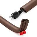12ft Cord Cover Floor for Extension Cords, Self-Adhesive Floor Cable Cover to Protect Cables & Prevent Tripping, PVC Cord Hider Protector, Internal Wire Management Channel Diameter: 0.39", Brown (W1'' x L12')