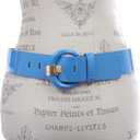 Beltiscool Women's 2" Wide High Waist Patent Leather Fashion Round Belt (Blue, L)