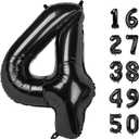 40 Inch Black Number 4 Balloon Number 4 Balloon 40 Inch, 4th 14th 24th Birthday Party Decorations for Boy or Girl Huge Mylar Anniversary Party Supplies