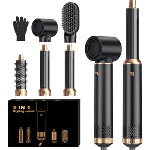 5 in 1 Blow Dryer Brush, Upgrade Hair Dryer Brush Set Negative Ion Air Styler Curling Wrap Air Curler, Hot Air Brush Curling Iron Hair Styling Tools As A Gift for Straight/Curl/Dry/Smooth