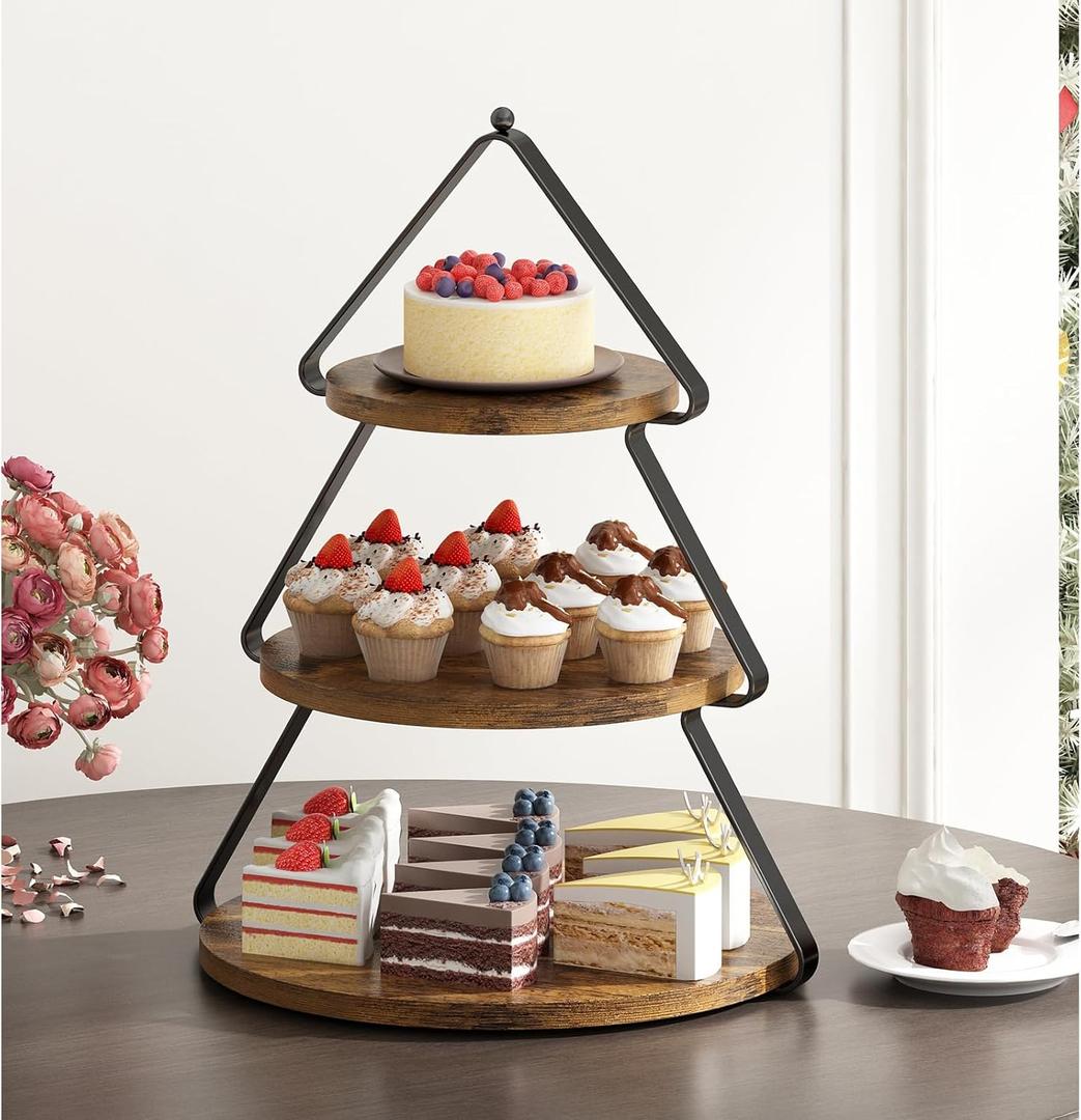 3 Tier Cupcake Stand for Party, Wedding, Baby Shower and Birthday, Reusable Dessert Display Tower, Tiered Cake Tray Holder for Kids and Adults