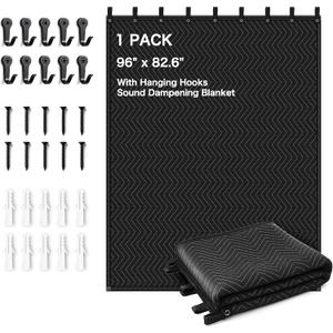 Extra Large Sound Dampening Blanket,96"x 80" Sound Absorbing Studio Blanket Panel with Grommets for Wall Hanging,Noise Cancelling Studio Acoustic Curtain/Light Blocker/Soundproof Moving Blanket, 1 PACK