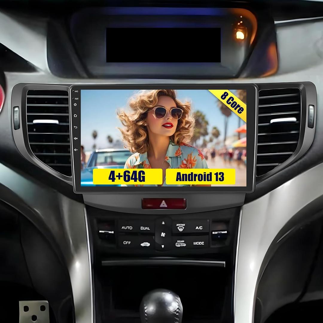 Roinvou 8 Cores 4+64G Android Car Radio for Acura TSX 2009-2014/Honda Accord 2008-2012, 9" Touch Screen Carplay Android Auto with 32EQ Bluetooth WiFi GPS Navigation Mirror Link Backup Camera