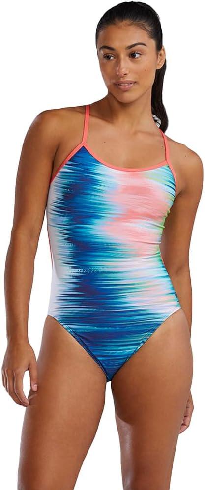 TYR Women's Durafast Elite Trinityfit Swimsuit (38, White/Multi)