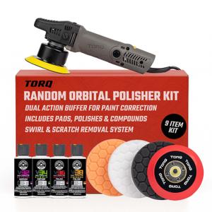 Chemical Guys TORQX Random Orbital Polisher, Pads, Polishes, and Compounds Kit - Safe for Cars, Trucks, SUVs, Motorcycles, and More, 700W Motor, 8mm Orbit, 9-Piece Set