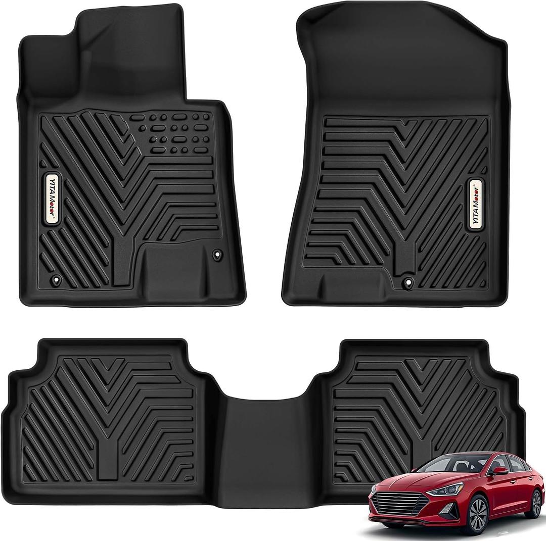 YITAMOTOR Floor Mats Fit for 2020-2026 Hyundai Sonata / 2021-2026 Kia K5 (Only FWD Models, Not for AWD/Hybrid), TPE Custom Fit All Weather Sonata Accessories for 1st & 2nd Floor Mats Set