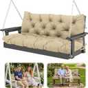 60x40 in Replacement Swing Cushions for Outdoor Furniture,2-3 Seater Waterproof Porch Bench Cushions with Ties and Backrest - 5" Thick Patio Swing Chair Cushion for Garden Backyard(Khaki)