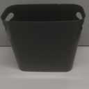 mDesign Plastic Small Trash Can, 1.5 Gallon/5.7-Liter Wastebasket, Narrow Garbage Bin with Handles for Bathroom, Laundry, Home Office - Holds Waste, Recycling, 10" High, Aura Collection, Black