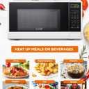 Commercial Chef 1.1 Cu. Ft. Countertop Microwave Oven, Touch Controls with Digital LED Display, 1100W Microwave, Push Button Door, 10 Power Levels, CHCM11100W, White