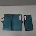 Defencase for Galaxy S24 Magnetic Wallet Case Compatible with Magsafe with RFID Blocking Zipper & Card Holder for Women Men, PU Leather Detachable Phone Case for Samsung Galaxy S24 5G 6.2", Blue Green