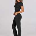 ANRABESS Lounge Sets for Women 2 Piece Foldover Yoga Flare Leggings Pants Crop Tops Casual Y2K Outfits Matching Tracksuit Set (Black, S)