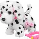 YH YUHUNG Walking and Barking Dalmatian Puppy Stuffed Animated Dog Toy for Kids with Leash, Head Nod,Walking,Barking,Tail Wagging,Electrnoic Pets Puppy Plush Toy for Kids,Boys and Girls Gift (Walking Dalmatian)