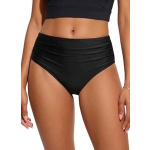 Daci Full Coverage Bikini Bottoms - Mid Rise Bathing Suit Bottoms for Women Tummy Control Swimsuit Bottom M