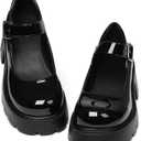 AOSPHIRAYLIAN Mary Janes Platform Mary Janes for Women Round Toe Dress Shoes for Women Ankle Strap Chunky Heel Uniform Women's Pumps, Size 6