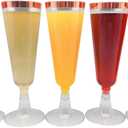 Oojami 70pc Glitter Plastic Classicware Glass Like Champagne Wedding Parties Toasting Flutes Party Cocktail Cups (Rose Gold Rimmed)