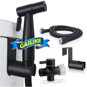 GASLIKE Handheld Bidet Sprayer, Toilet Cleaning, Baby Diaper, Hygienic Cleanup, Quick and Easy Installation, Multiple Uses, Stainless Steel, Brushed Finish (Matte Black)