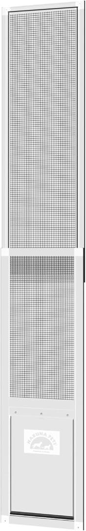 Hakuna Pets V2 Patio Pet Door Screen Insert Panel for Sliding Doors, Fits Door Track Min Ht 62.99" to Max Ht 84.25",UV Resistant Mesh, Locking Magnetic Dog Door, Easy Install and Removal, Large, White