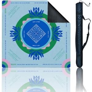 Mahjong Mat with Tech Velvet, Machine Washable, Noise Reduction,Anti Slip, and Crease-Free, Soft Touch, Game Rule, with Carrying Bag: 32.4 Inch Game Mat for Poker, Board, Tile, and Dominoes (L-Blue)