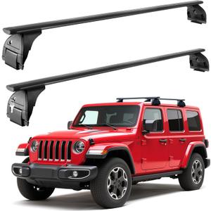 Lockable Roof Rack Cross Bars Compatible with Jeep Wrangler JK JL Gladiator JT 2007-2026 2&4 Door, 220 LBS Adjustable Heavy Duty Aluminum Crossbars Cargo Luggage