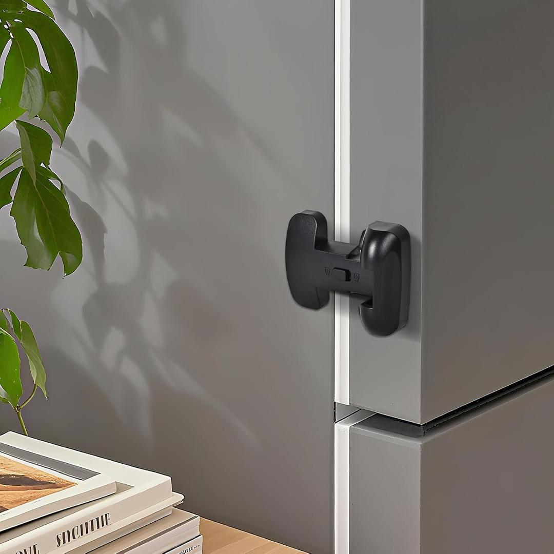 Refrigerator Fridge Door Lock for Kids Child Safety Locks for Doors Freezer Door Lock Easy to Install Keep Door Closed Child Proof RefrigeratorFreezer Door Lock 2 Pack, Black