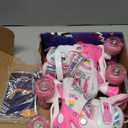 Nattork Girls Roller Skates for Kids, 4 Size Adjustable Rainbow Quad Skates with All Light Up Wheels - Best Birthday Gift for Outdoor Sports (Medium(1-4), PeachPink)