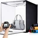 24"x24" Photo Studio Light Box for Photography, Foldable Bi-Color Dimmable Shooting Tent Kit with 240 LED Lights, 3000-6500K Lighting Booth, 6 Color Backdrops