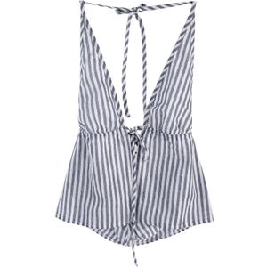 SweatyRocks Women's Sexy Striped Tie Front Halter Tops Sleeveless Drawstring Summer Cami Tops (Light Grey), Small