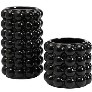 YANWE1 Black Bubble Vases, Black Ceramic Vases , Boho Flower Vase for Pampas Grass, Decorative Vase for Dining Table, Wedding, Fireplace Mantel, Office, Wedding