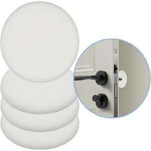 Door Stopper, Door Knob Wall Protector, White Door Stoppers, with Strong, Thickened Adhesive, Circular,2.36 x0.39 in, 4 Pcs for Cover up Damage, Shock Absorbent