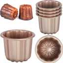 6 Pcs Canele Mold Cake Pan Non Stick small Copper Color Canele Molds Muffin Bakeware Cupcake Pan 2.8 Inch Carbon Steel Pastry Mould Mini Cupcake Holders DIY Cake Muffin Oven Baking Tool