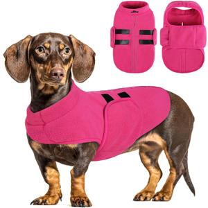 Queenmore Small Dog Sweater, Soft Fleece Vest Pullover Dog Jacket with Leash Hole, Warm Winter Dog Clothes Cold Weather Doggy Dachshund Sweaters for Small Dogs Cats Boy or Girl (Pink, XS)