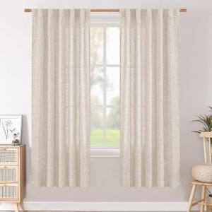 BGment Linen Curtains 72 Inch Length 2 Panels for Living Room, Textured Window Drapes Light Filtering for Bedroom Dining Room Back Tab Rod Pocket, 42 Inch Wide Each Panel