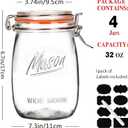 Anwoi Wide Mouth Glass Jars with Airtight Lid 32OZ 4 Pack, Kitchen Storage Large Clear Canister Jars with Hinged Lid with Measurement Marks For Canning,Coffee,Flour,Sugar,Beans