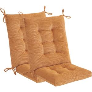 Outdoor Patio Cushion, Rocking Chair Cushion, Tufted Pads, Set of Upper and Lower with Ties Pack of 2 (2 Sets) - Back 20"17", Seat 17"17" (Khaki)