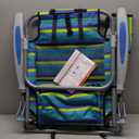 Portable Beach Chair for Adults, Outdoor Camping Chair Lay Flat Folding Backpack Beach Reclining Chair with 5 Positions, Headrest, Cup Holder, Heavy Ocean Striped