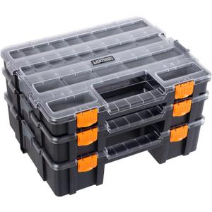 Tool Box Organizer - 3-in-1 Portable Parts Organizer with 52 Customizable Compartments to Store Hardware, Craft Supplies, or Beads by Stalwart (Gray) Tool Box Organizer - 3-in-1 Portable Parts Organizer with 52 Customizable Compartments to Store Hardware, Craft Supplies, or Beads by Stalwart (Gray)