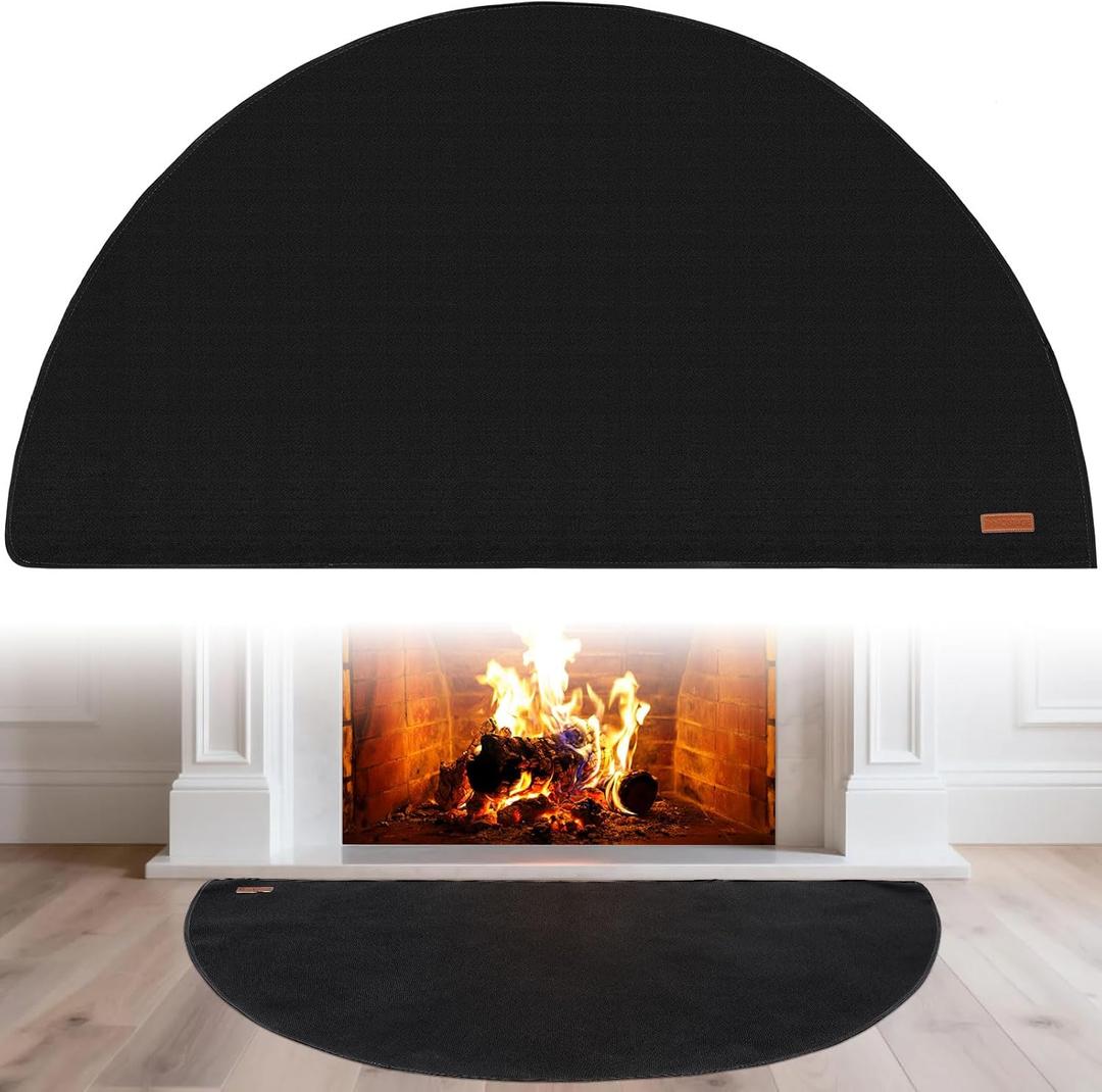 Fireplace Rugs Fire Resistant - 32 X 60 X 0.04 Inch Round Fire-Proof Hearth Blanket Mat Carpet Protector for in Front of Fireplace for Stove, Decks, Indoor, Outdoor, Fire Pit, Grill & Floor