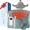 Heating Pad for Back Pain Relief, Electric Heating Pad for Period Cramps Neck Shoulders with Belt, 4 Timer 6 Heat Setting & Auto Shut Off, 12"x24"+20" Large Moist Heat Pad for Mom,Dad (Gray)