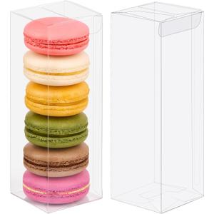 30 Pack Clear Favor Boxes, 2 x 2 x 6 Inches Transparent Plastic Gift Boxes Individual Macaron Boxes Candy Boxes Party Favor Boxes