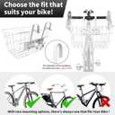 Bike Basket Front | Stainless Steel Front Basket for E-Bike & Electric Scooter-with Fixed Holder and Two Hooks | Easy Handlebar/Head Tube Installation | Bike Basket for Commuting & Shopping (White)