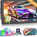 Hikity Android 13 Double Din Car Stereo Wireless Carplay Android Auto Radio, 9 Inch Touch Screen Car Audio Receiver with Bluetooth, HiFi, GPS Navigation, WiFi, AHD Backup Camera MIC