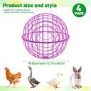 Leinuosen 4 Pack Chicken Ball Cage Movable Mesh Rabbit Coops Plastic Detachable Rolling Safety Hutch Prevents Dog Bites Horse Trampling for Bird Duck Outdoor(Purple)