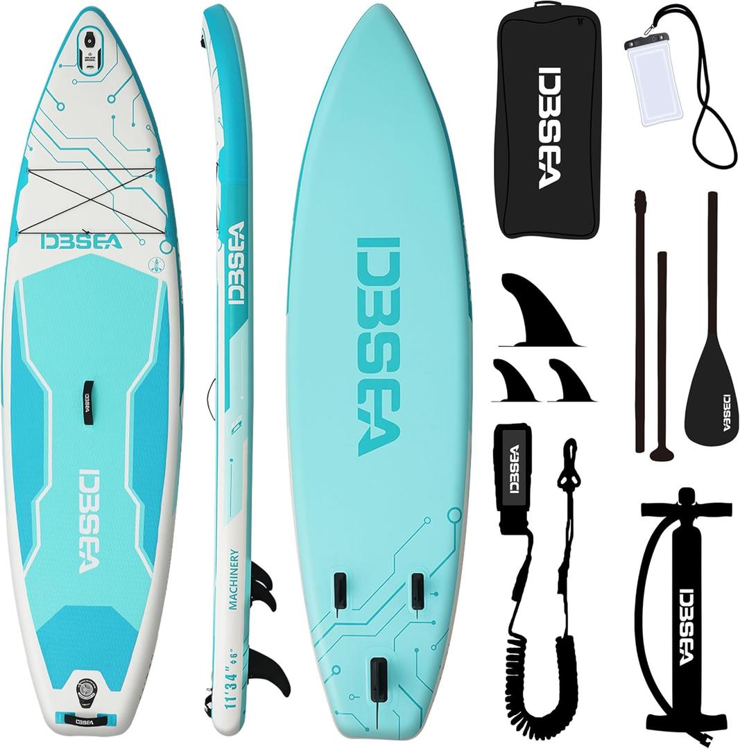 11 ft Extra Wide Inflatable Paddle Board with Accessories, Stand Up Paddleboard for 2 Person, All Around SUP Board for Adults, Fishing, Yoga