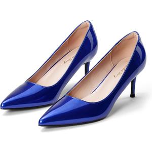 Elisabet Tang Kitten Heel Low Pumps 2.4 Inch Closed Pointed Toe Short Sexy Comfort Women Dressy Shoe at Work Office Date Prom Party Wedding Church (Blue,6.5)