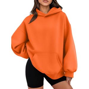 WYNNQUE Hoodies for Women Oversized Sweatshirts Fall Fashion Outfits 2025 Casual Sweaters Tops Fleece Workout Winter Clothes (X-Small, Orange)