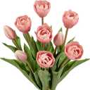 DILATATA 9 Pcs Artificial Tulips Flowers Pink Real Touch Fake Latex Tulips Flowers for Mother's Day 14" Faux Tulip Faux Flower for Vase Centerpieces Home Wedding Bouquet