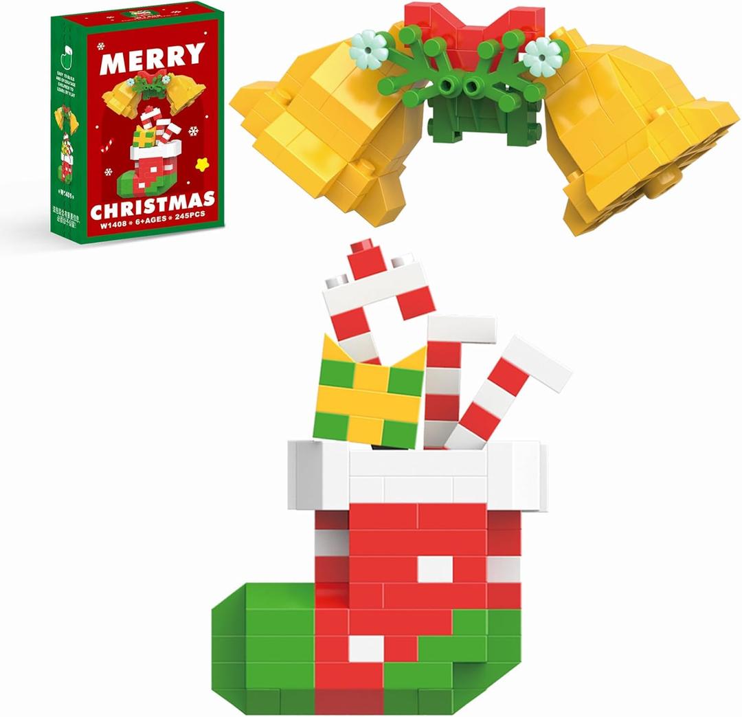 Christmas Bells and Boot Building Blocks Set Compatible with Lego Advent Calendar 2025 Stacking New Toys Holiday Present Box New Year Xmas Gifts for Kids for Boys & Girls and Adults