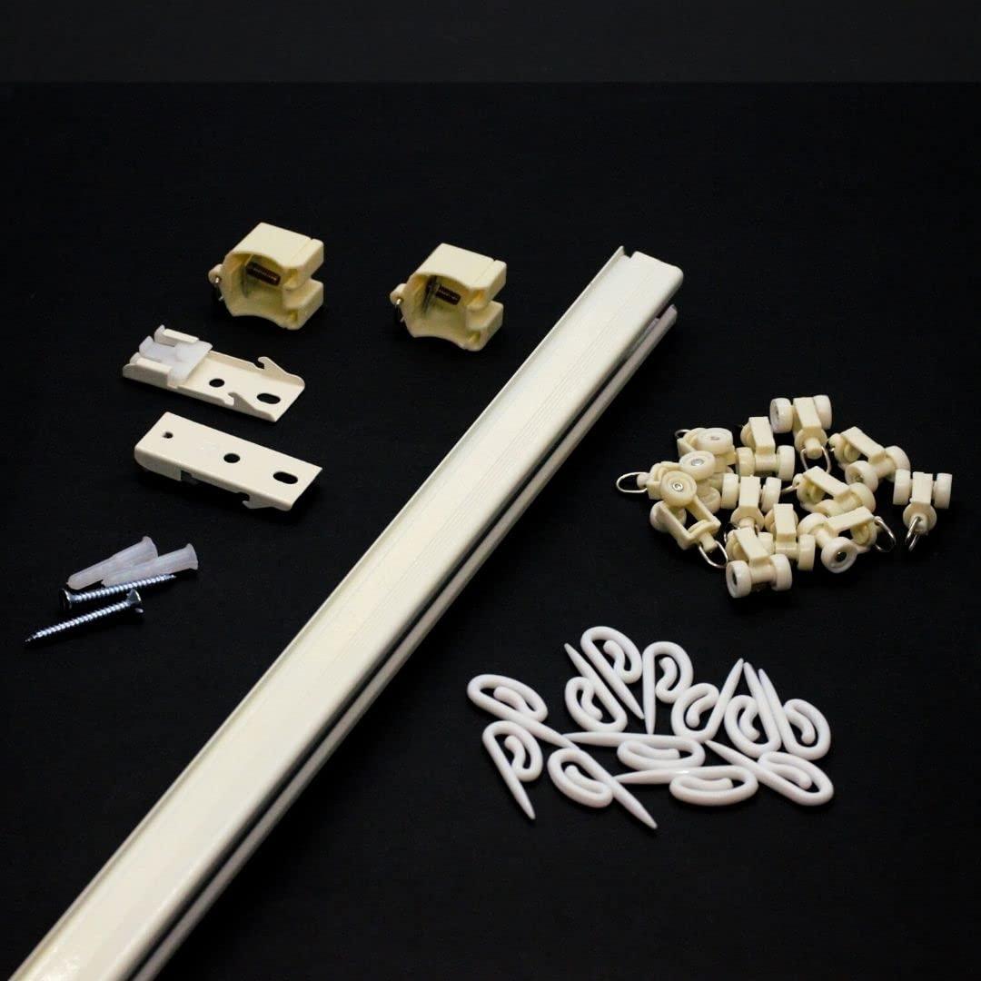 M Track Curtain Channel for a Window/Door Measuring Less Than 4 feet, Ceiling Fit, All Accessories Included Such as Runners, Hooks, End caps, Ceiling Brackets, Screws & Wallplugs