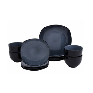 Tabletops Gallery Service For 4, 12 Piece, Gabrielle Black Dinnerware set